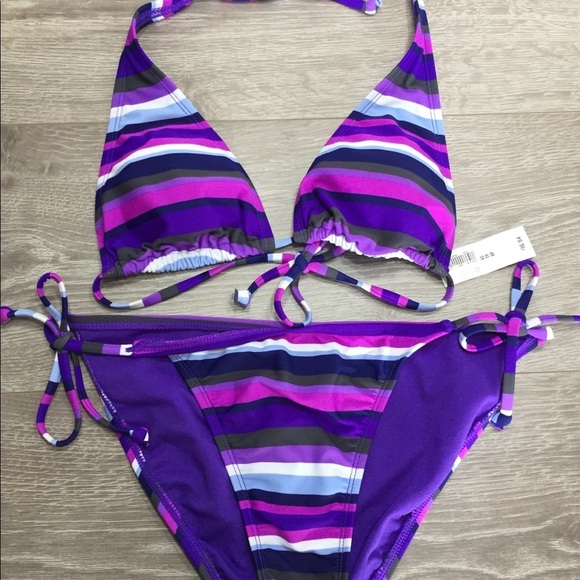 NWT Old Navy Purple Striped Bikini XS/S - Picture 6 of 11